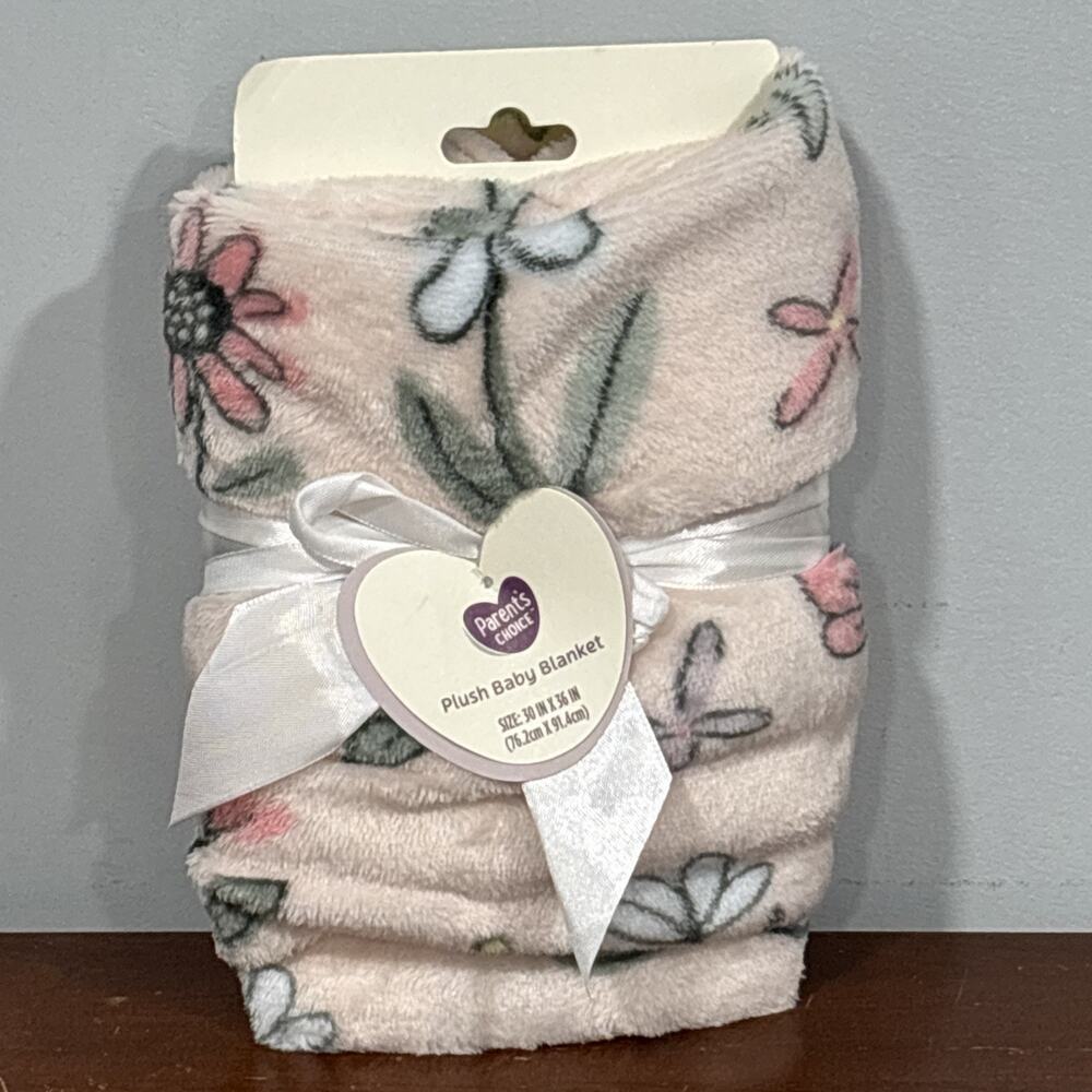 Parents Choice Walmart pink Floral Flowers Baby Blanket Lovey Shower Gift New